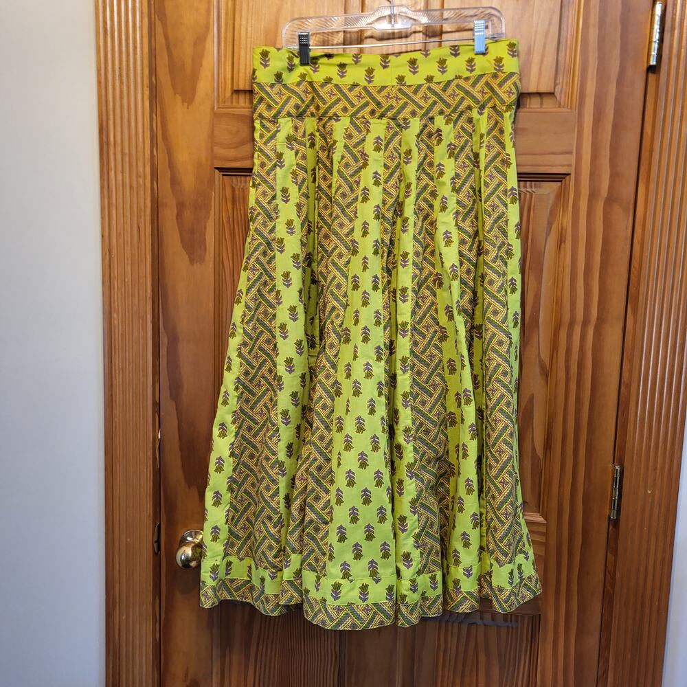 HANDMADE mehesh vrinda Indian Maxi Skirt hippie patch style pleated Size small